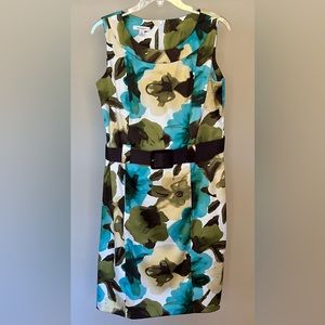 Dressbarn size 12 aqua,brown,green and yellow dress.  Never worn